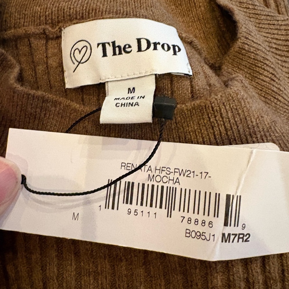 NWT - The Drop Women's Brown Ribbed Midi sweater dress - Picture 3 of 3